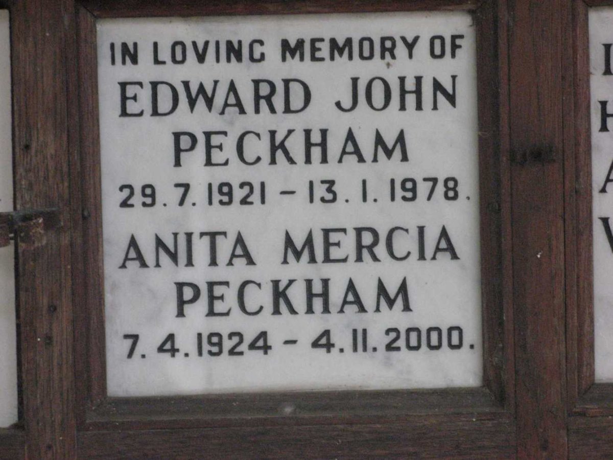 PECKHAM Edward John 1921-1978 &amp; Anita Mercia 1924-2000