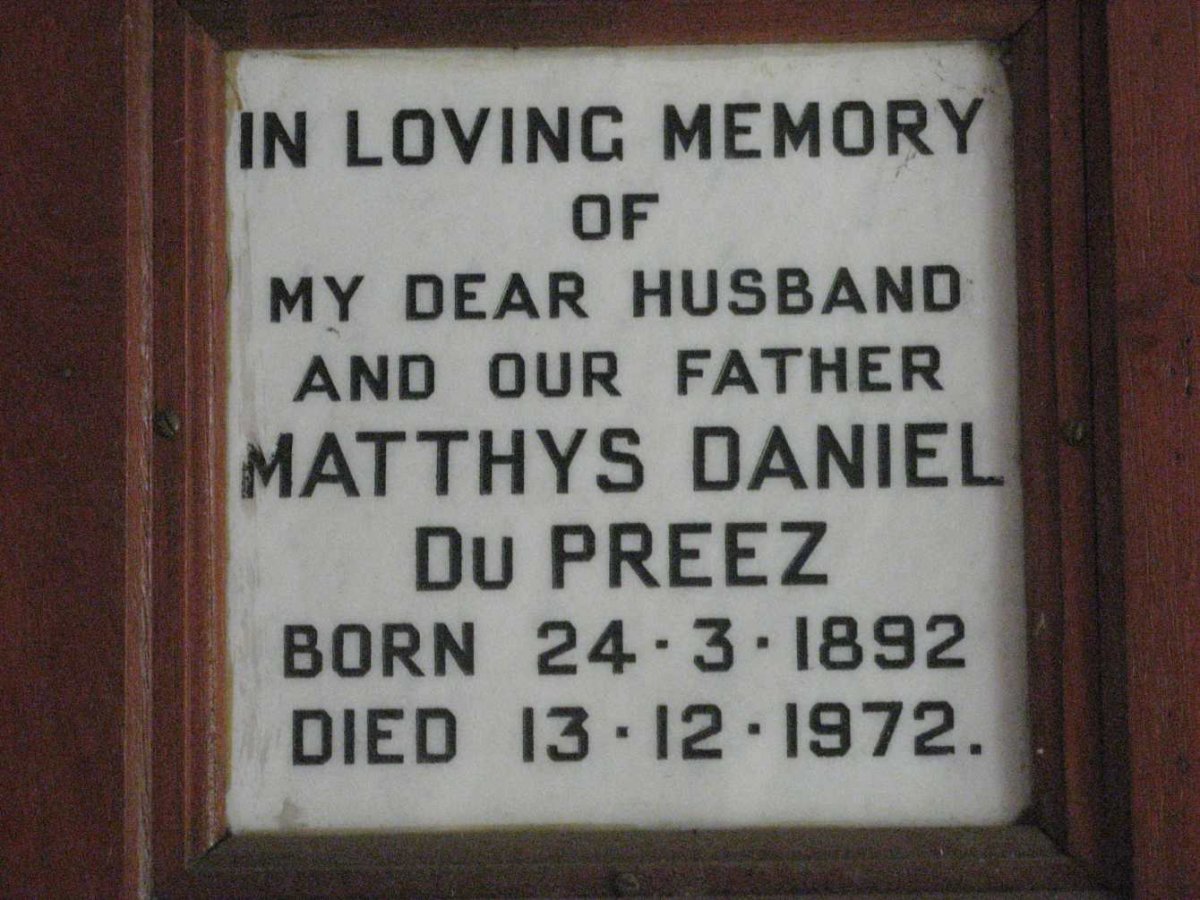 PREEZ Matthys Daniel, du 1892-1972