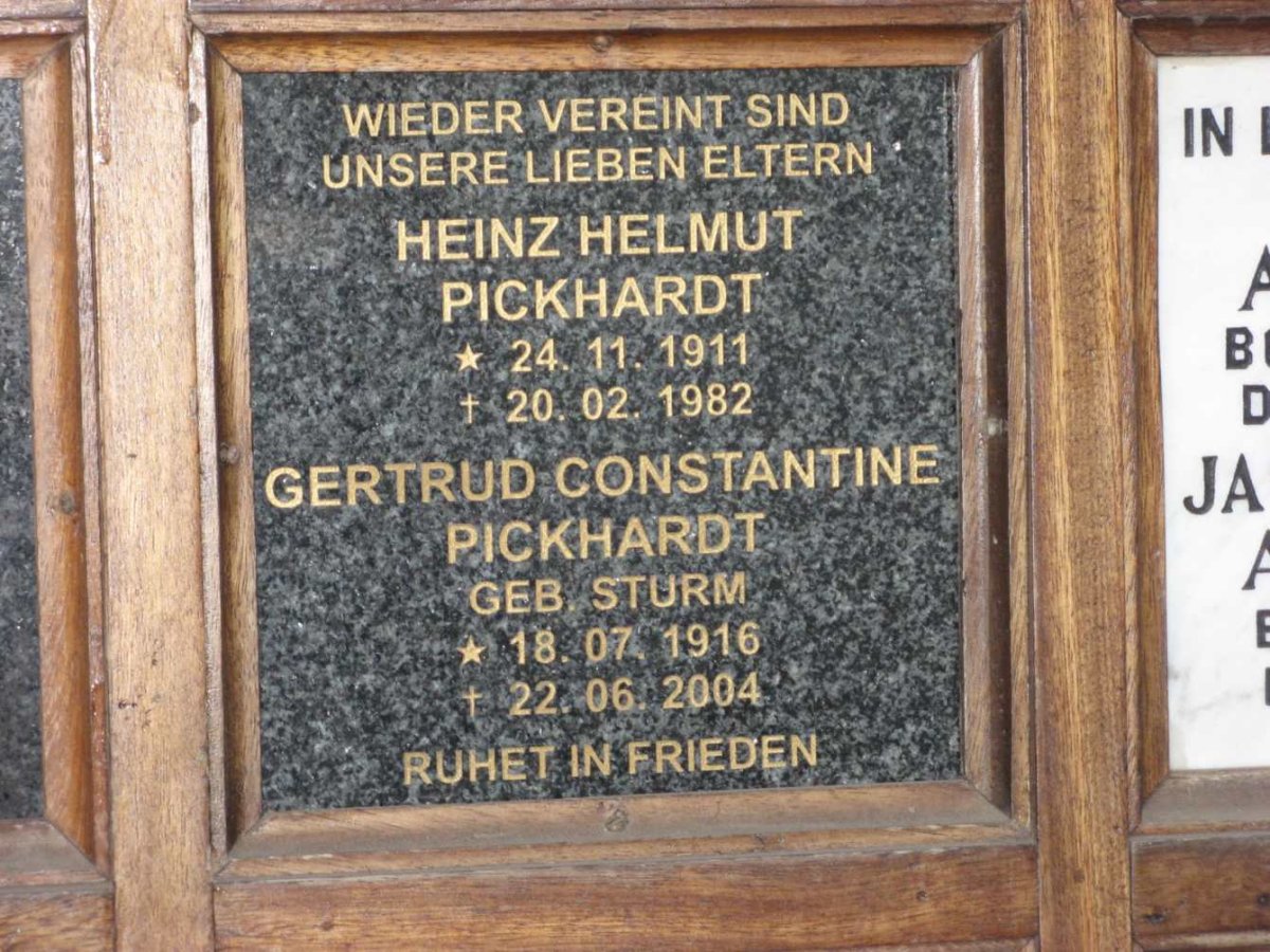 PICKHARDT Heinz Helmut 1911-1982 &amp; Gertrud Constantine STURM 1916-2004