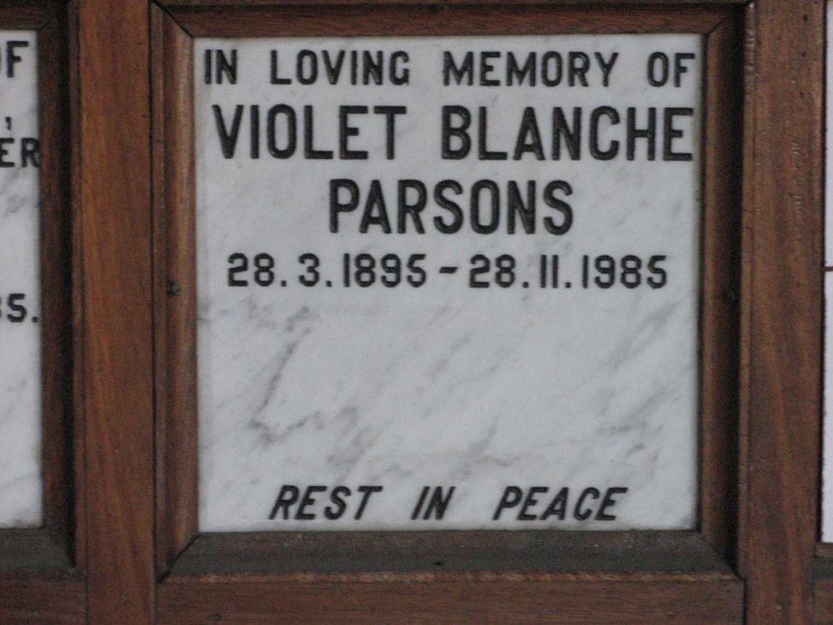 PARSONS Violet Blanche 1895-1985