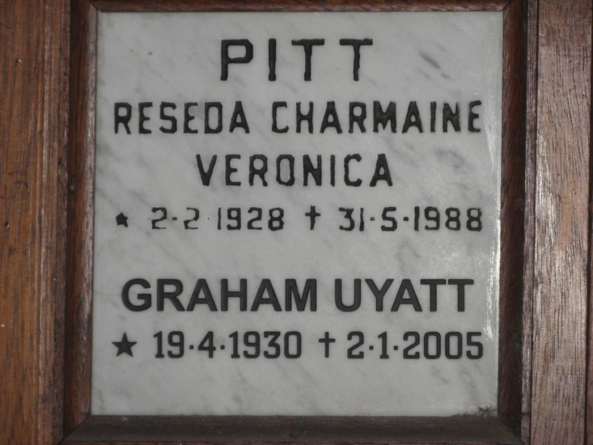 PITT Graham Uyatt 1930-2005 &amp; Reseda Charmaine Veronica 1928-1988