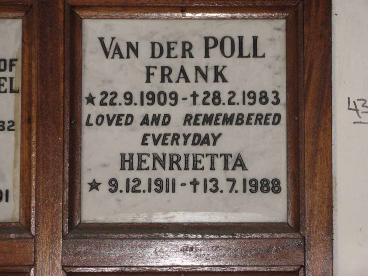 POLL Frank, van der 1909-1983 &amp; Henrietta 1911-1988
