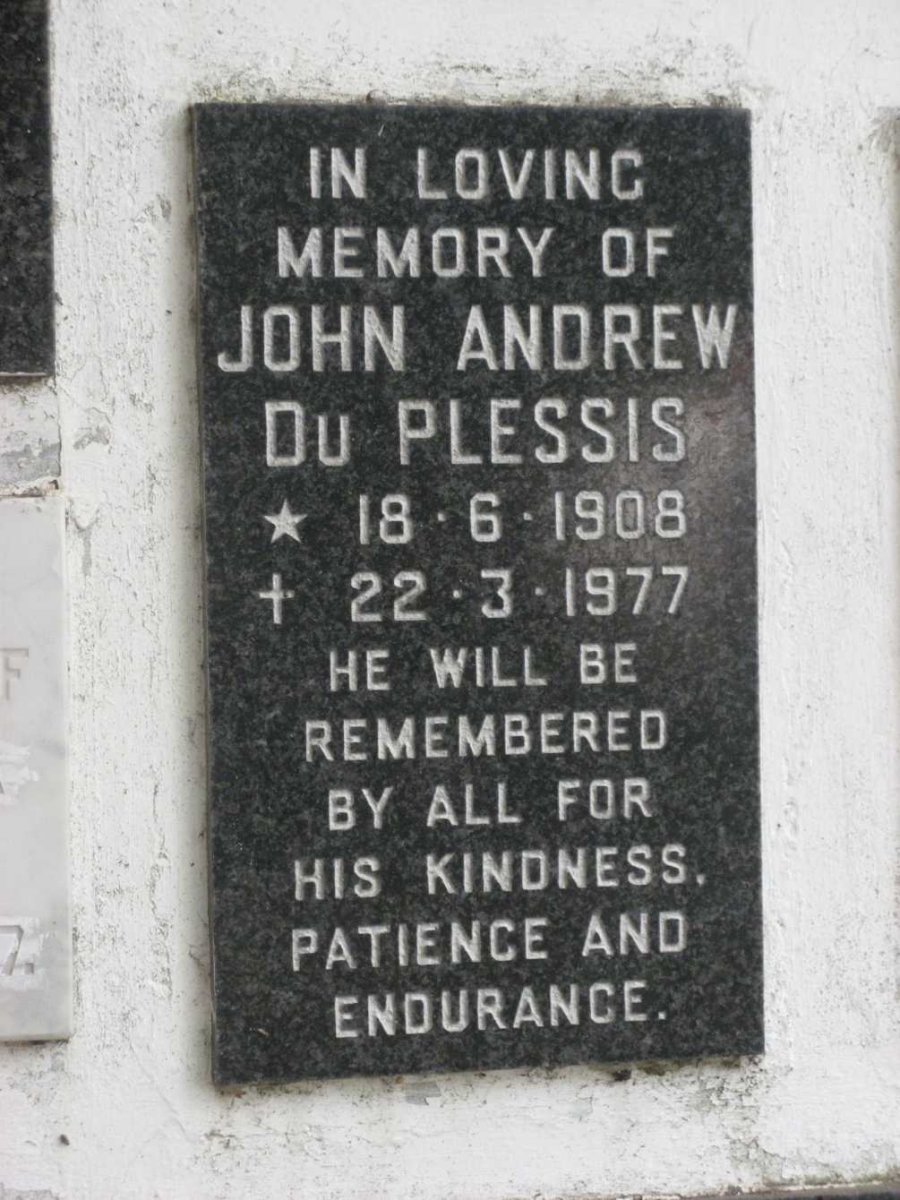 PLESSIS John Andrew, du 1908-1977