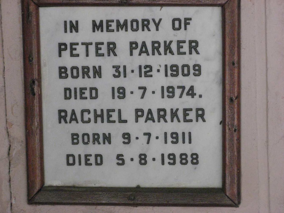 PARKER Peter 1909-1974 &amp; Rachel 1911-1988