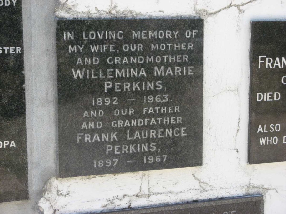 PERKINS Frank Laurence 1897-1967 &amp; Willemina Marie 1892-1963