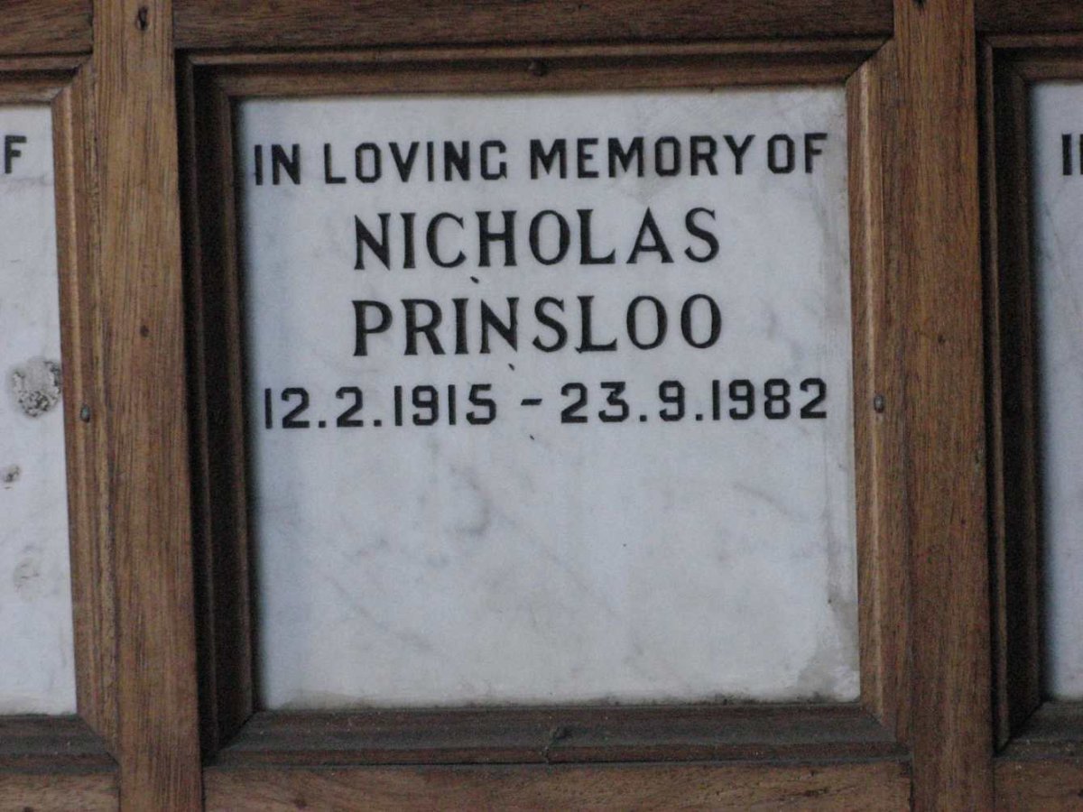PRINSLOO Nicholas 1915-1982