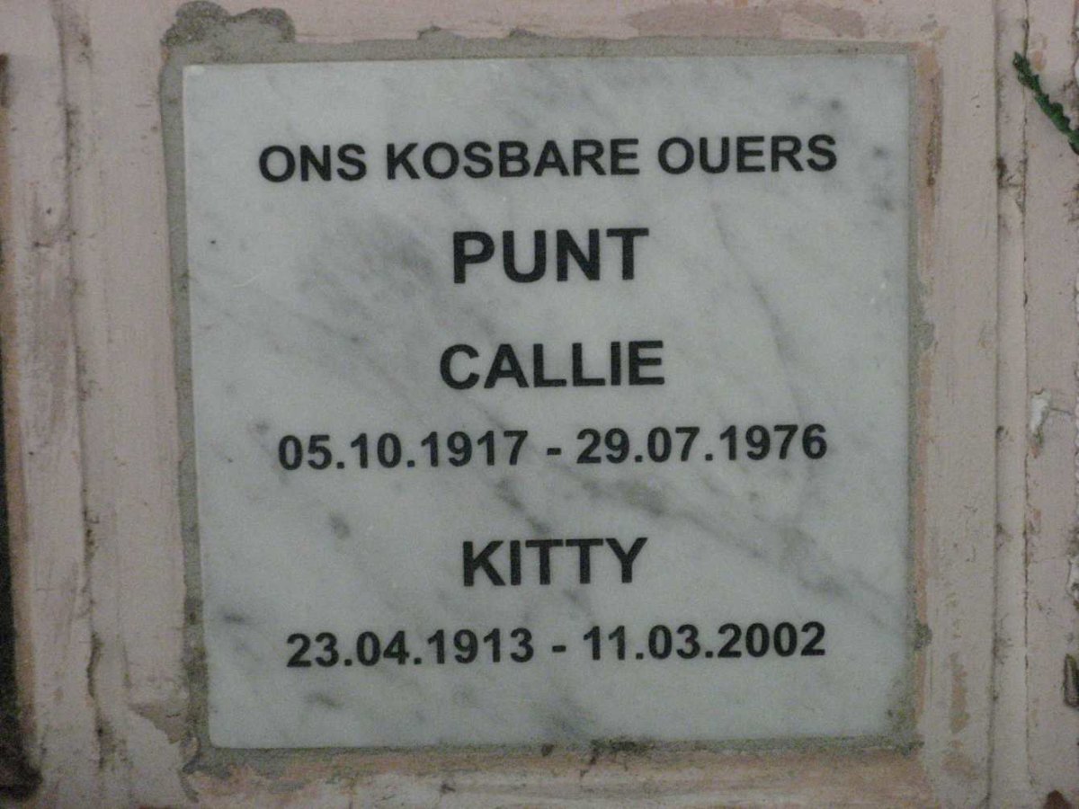 PUNT Callie 1917-1976 &amp; Kitty 1913-2002