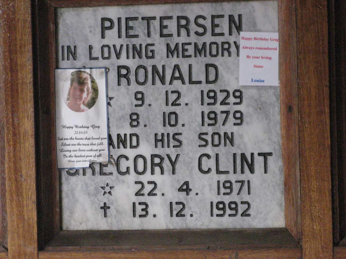 PIETERSEN Ronald 1929-1979 :: PIETERSEN Gregory Clint 1971-1992
