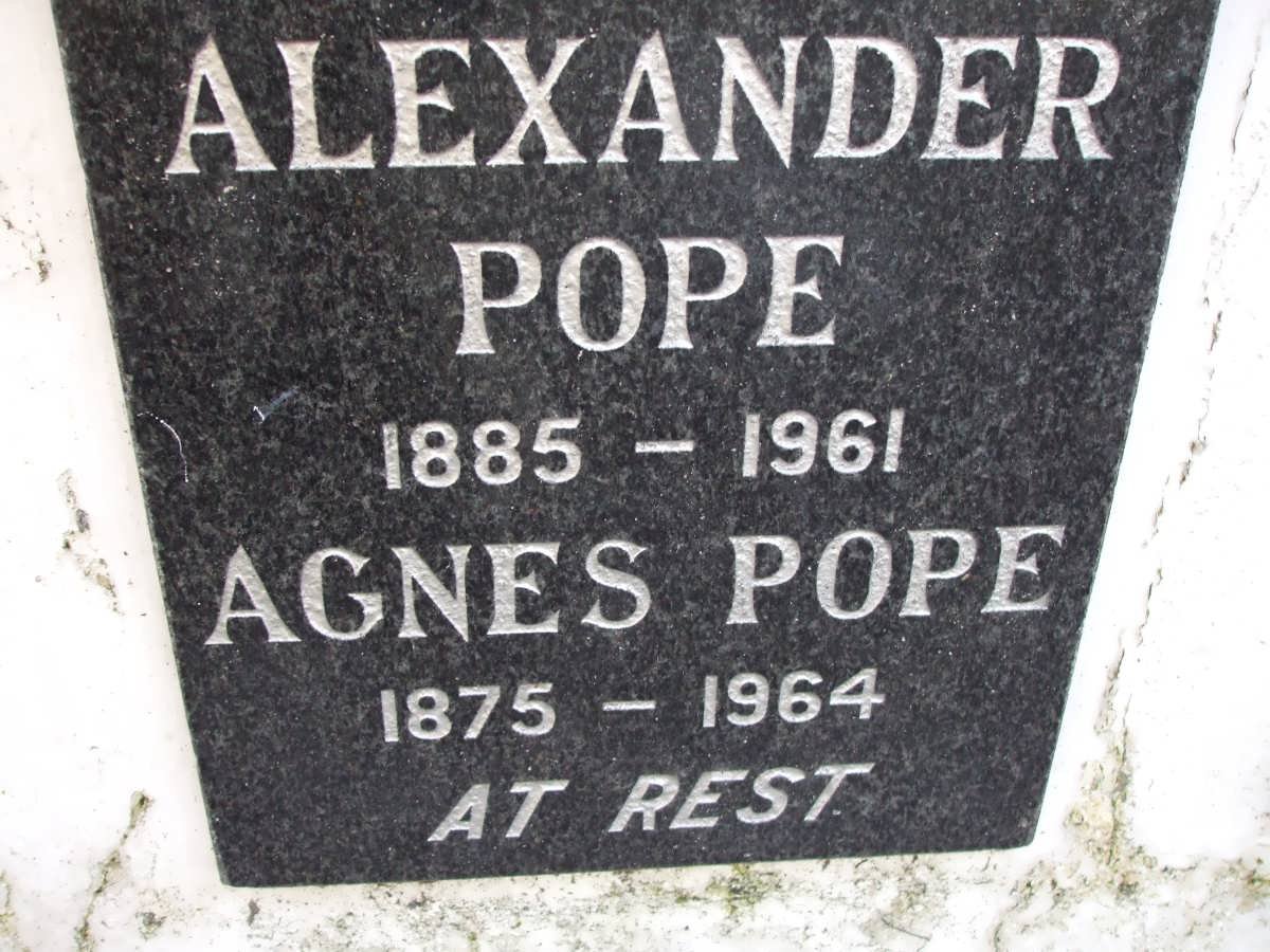 POPE Alexander 1885-1961 &amp; Agnes 1875-1964