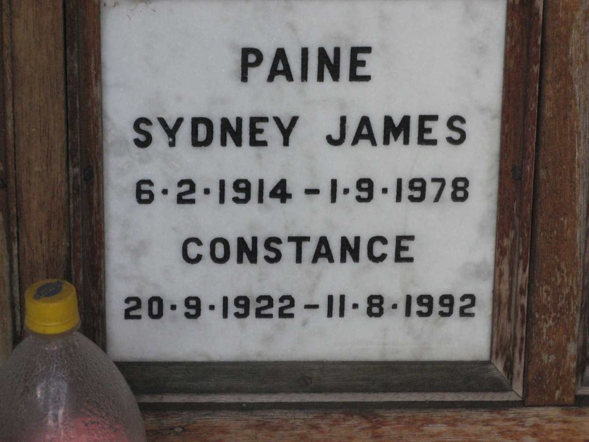 PAINE Sydney James 1914-1978 &amp; Constance 1922-1992