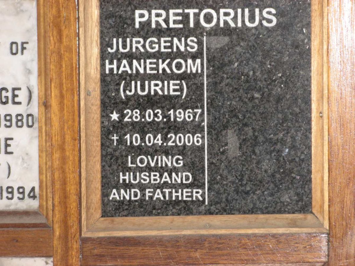 PRETORIUS Jurgens Hanekom 1967-2006