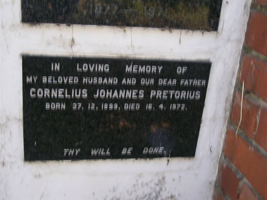 PRETORIUS Cornelius Johannes 1899-1972