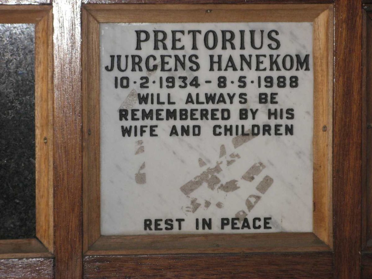PRETORIUS Jurgens Hanekom 1934-1988