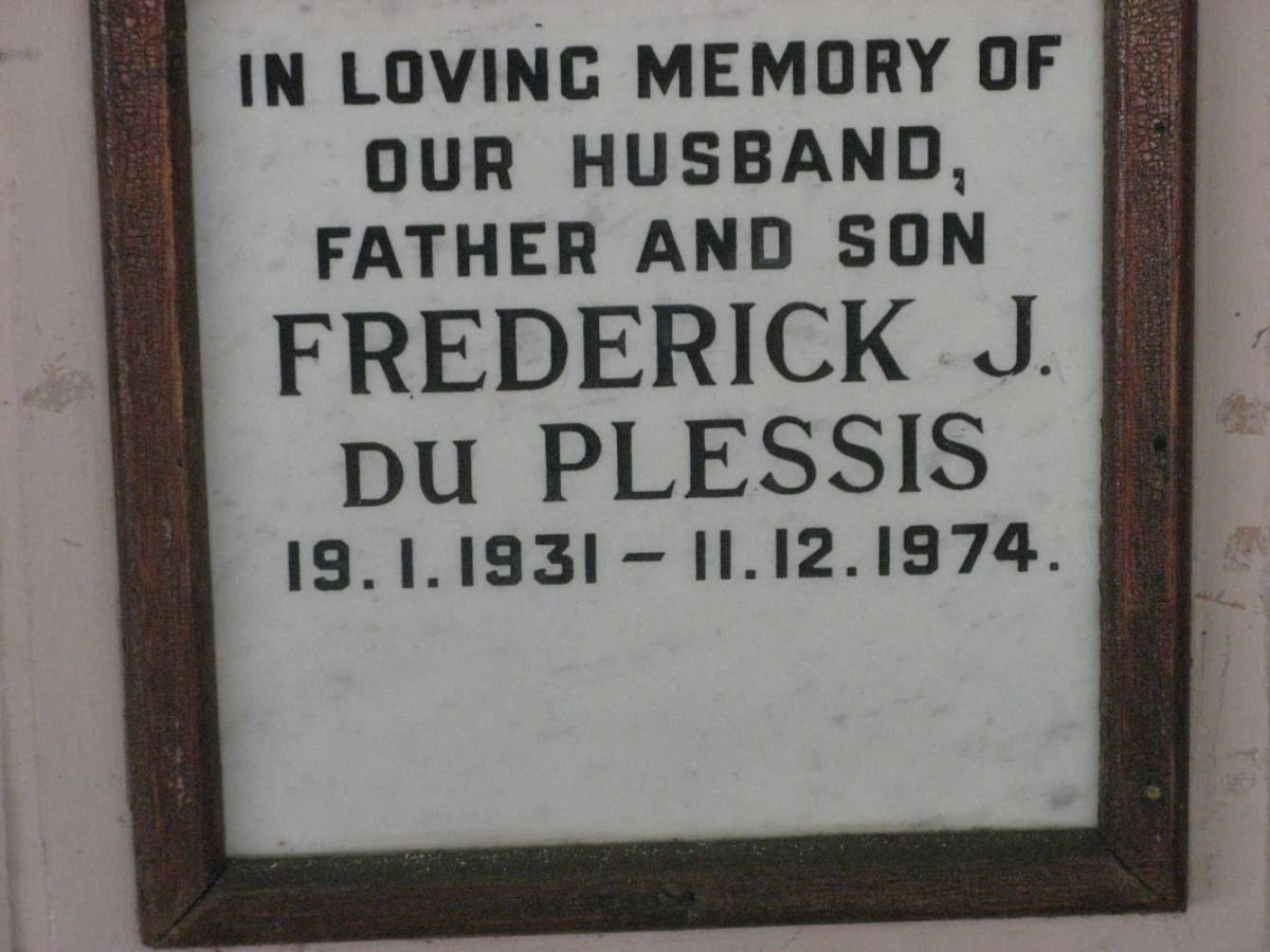 PLESSIS Frederick J., du 1931-1974