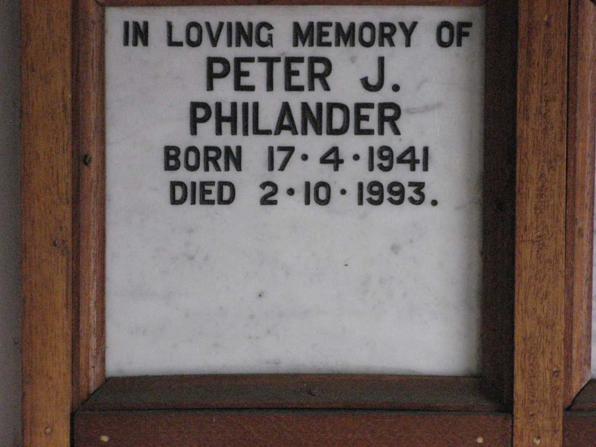PHILANDER Peter J. 1941-1993