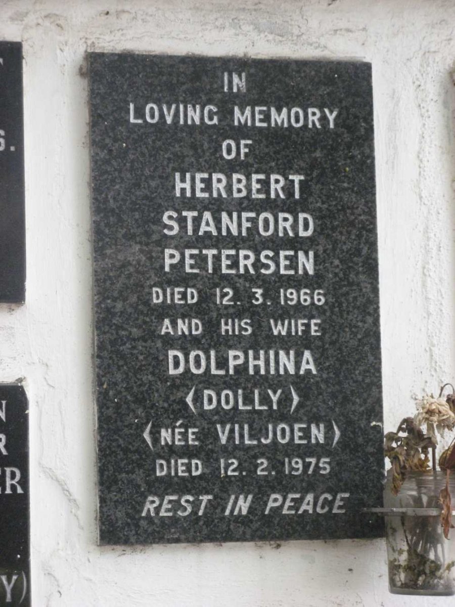 PETERSEN Herbert Stanford -1966 &amp; Dolphina VILJOEN -1975