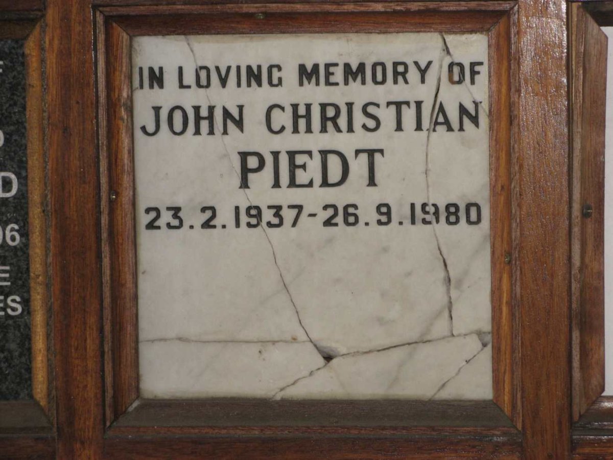 PIEDT John Christian 1937-1980