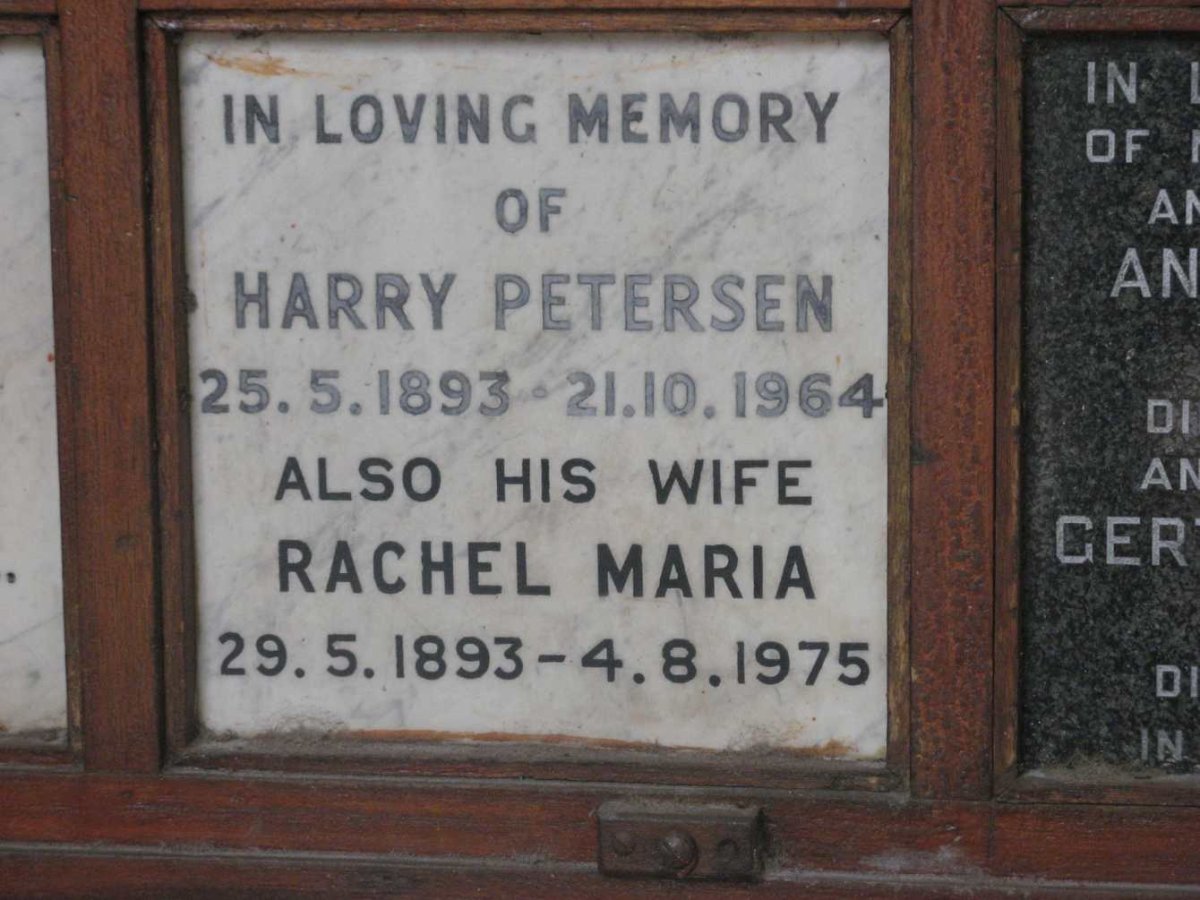 PETERSEN Harry 1893-1964 &amp; Rachel Maria 1893-1975