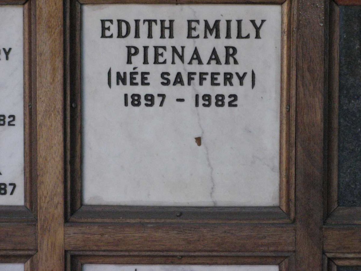 PIENAAR Edith Emily nee SAFFERY 1897-1982