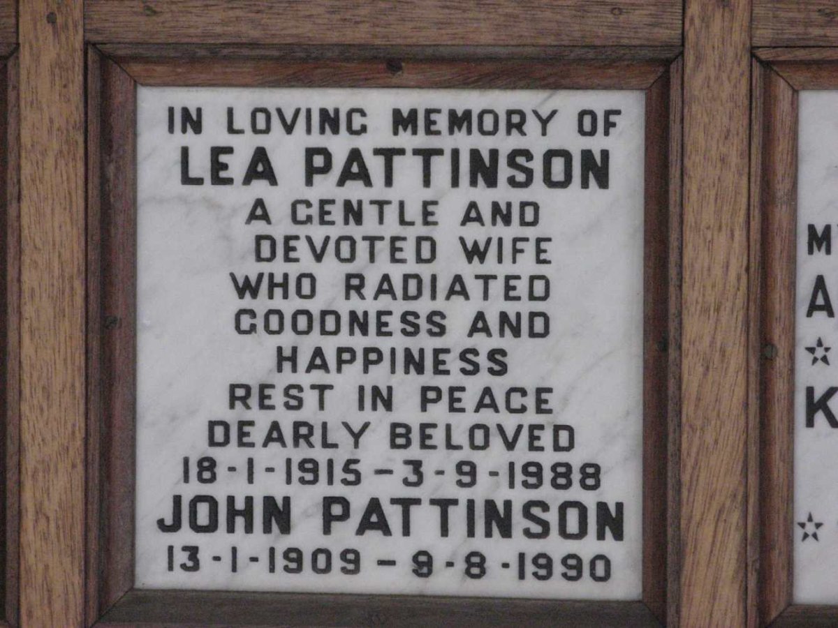 PATTINSON John 1909-1990 &amp; Lea 1915-1988