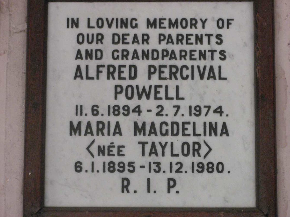 POWELL Alfred Percival 1894-1974 &amp; Maria Magdelina TAYLOR 1895-1980