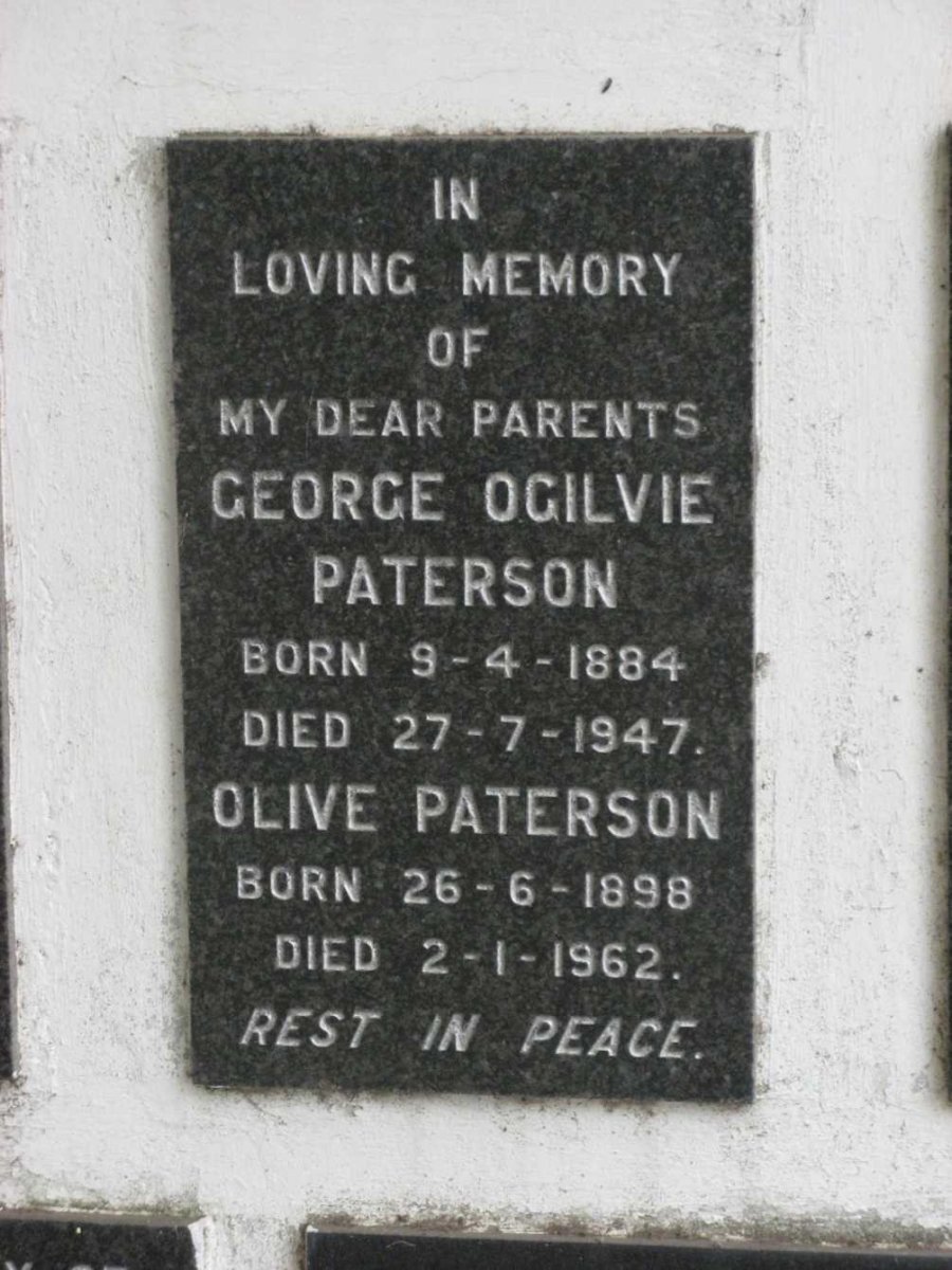 PATERSON George Ogilvie 1884-1947 &amp; Olive 1898-1962