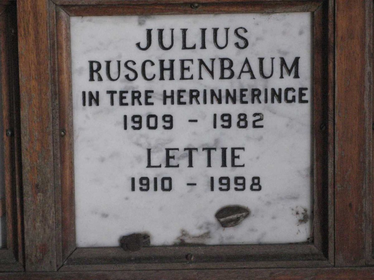RUSCHENBAUM Julius 1909-1982 &amp; Lettie 1910-1998