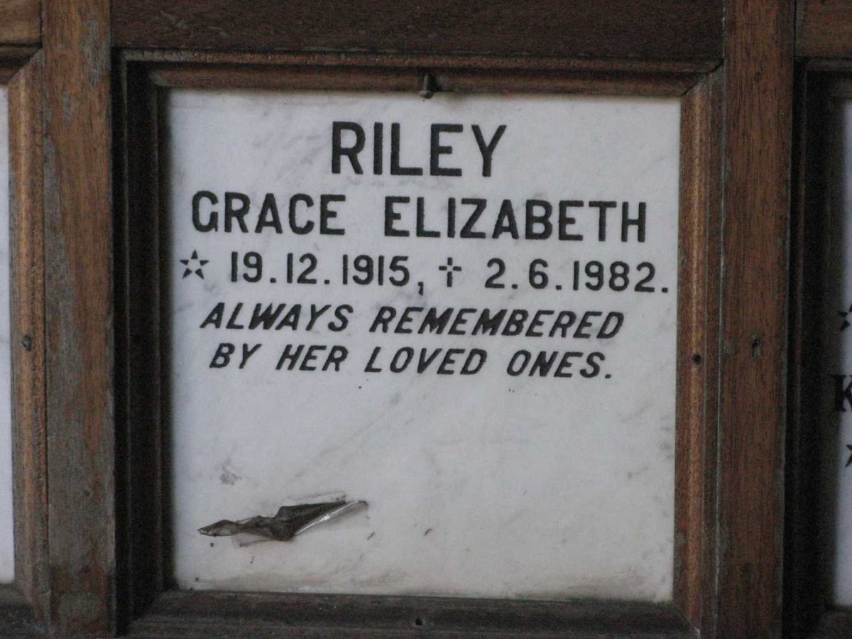 RILEY Grace Elizabeth 1915-1982