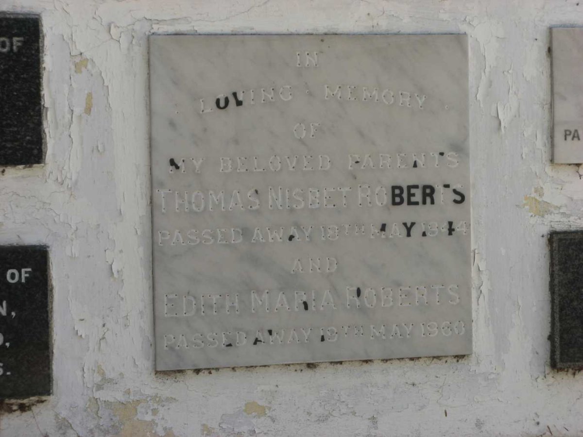 ROBERTS Thomas Nisbet -1944 &amp; Edith Maria -1960