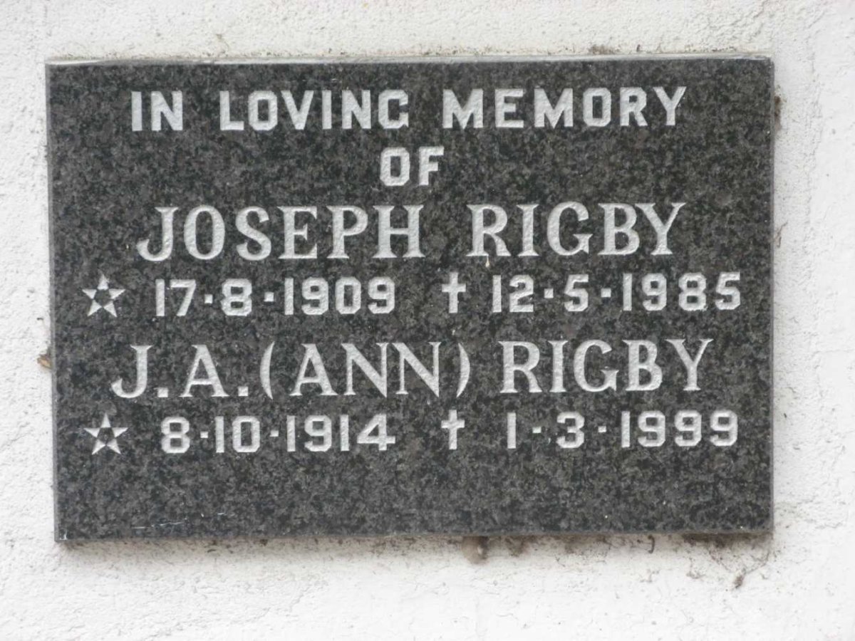 RIGBY Joseph 1909-1985 &amp; J.A. 1914-1999