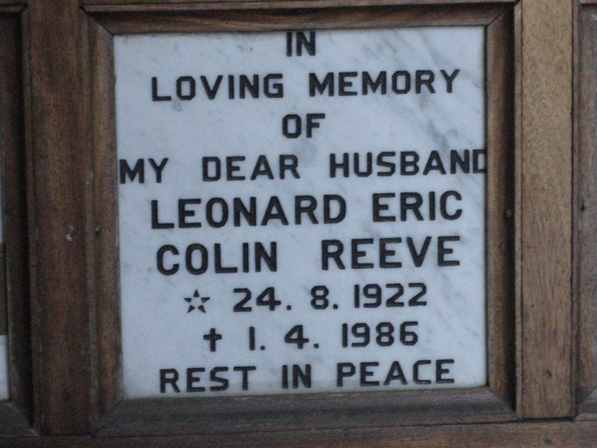 REEVE Leonard Eric Colin 1922-1986