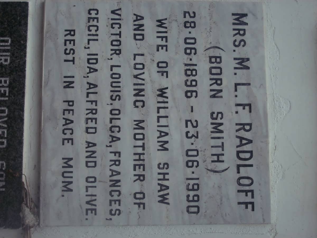 RADLOFF M.L.F. nee SMITH 1896-1990