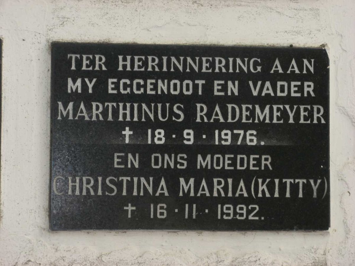 RADEMEYER Marthinus -1976 &amp; Christina Maria -1992