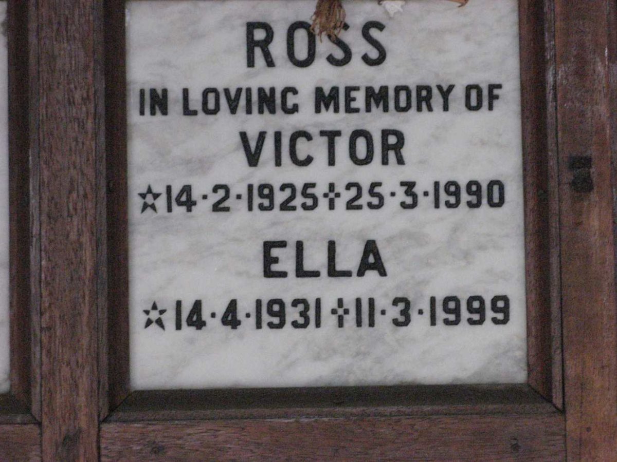 ROSS Victor 1925-1990 &amp; Ella 1931-1999