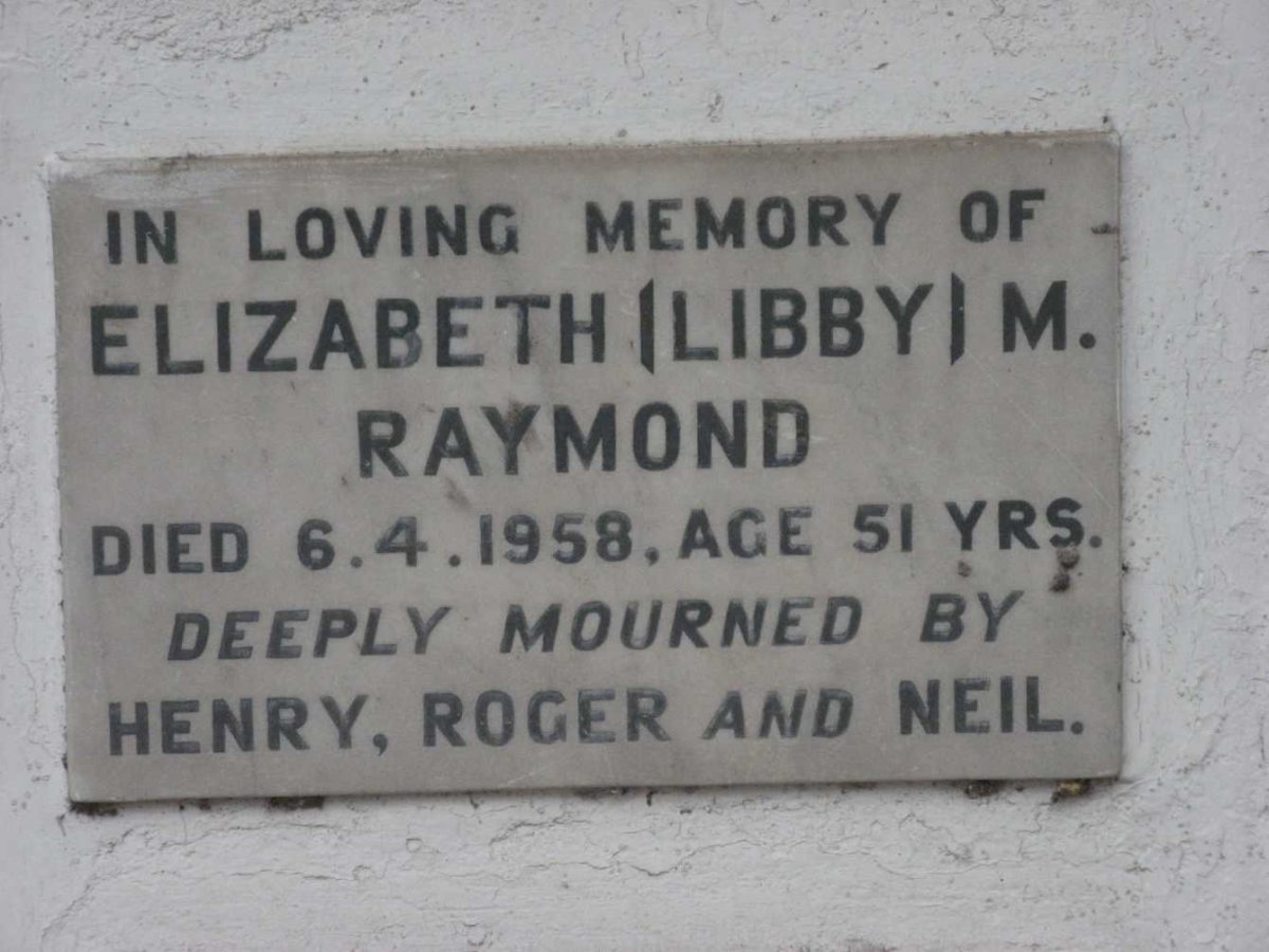 RAYMOND Elizabeth M. -1958