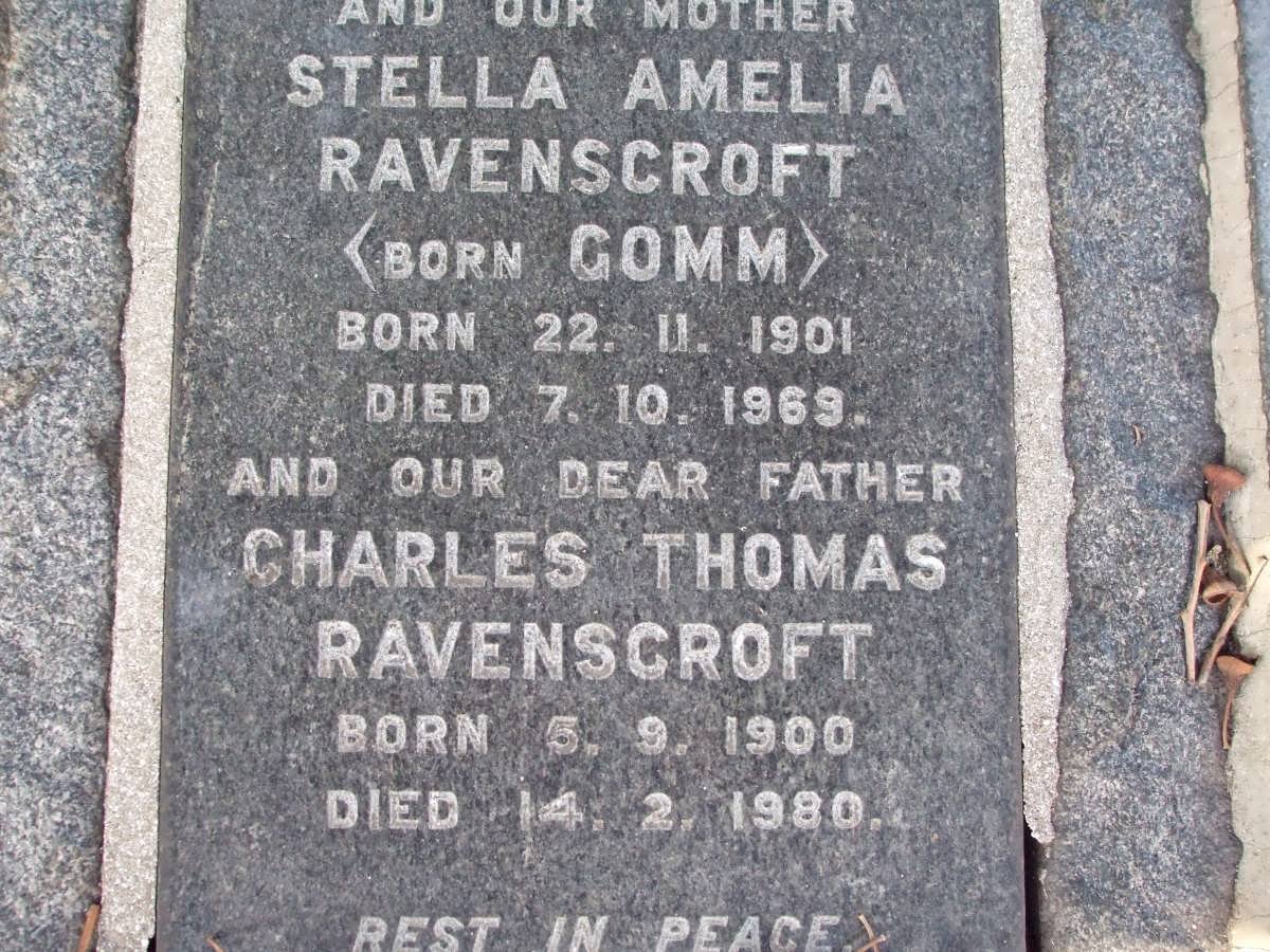 RAVENSCROFT Charles Thomas 1900-1980 &amp; Stella Amelia GOMM 1901-1969