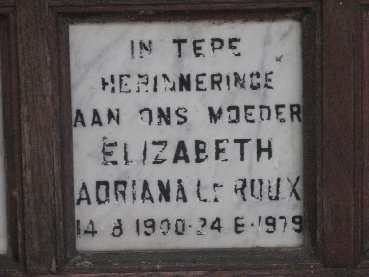 ROUX Elizabeth Adriana, le 1900-1979