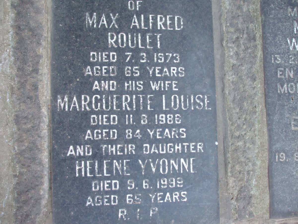 ROULET Max Alfred -1973 &amp; Marguerite Louise -1986 :: ROULET Helene Yvonne -1999