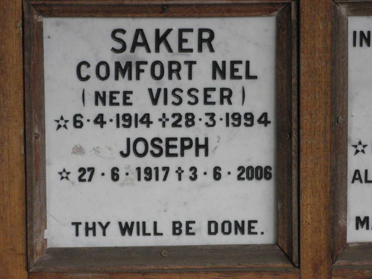SAKER Joseph 1917-2006 &amp; Comfort Nel VISSER 1914-1994