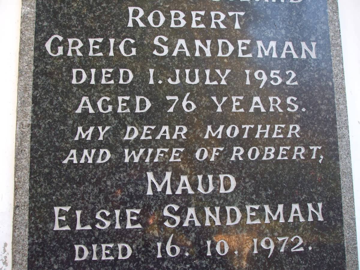 SANDEMAN Robert Creig -1952 &amp; Maud Elsie -1972