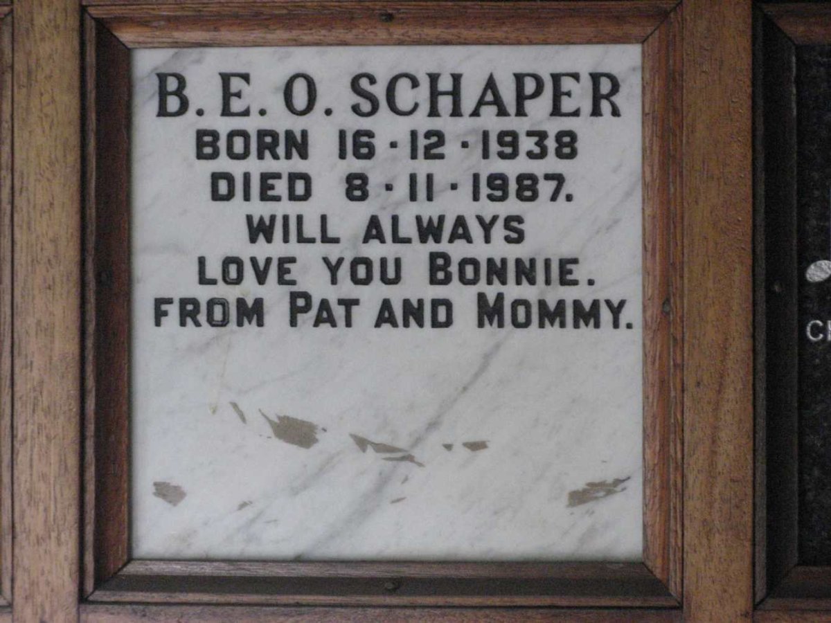 SCHAPER B. E. O. 1938-1987
