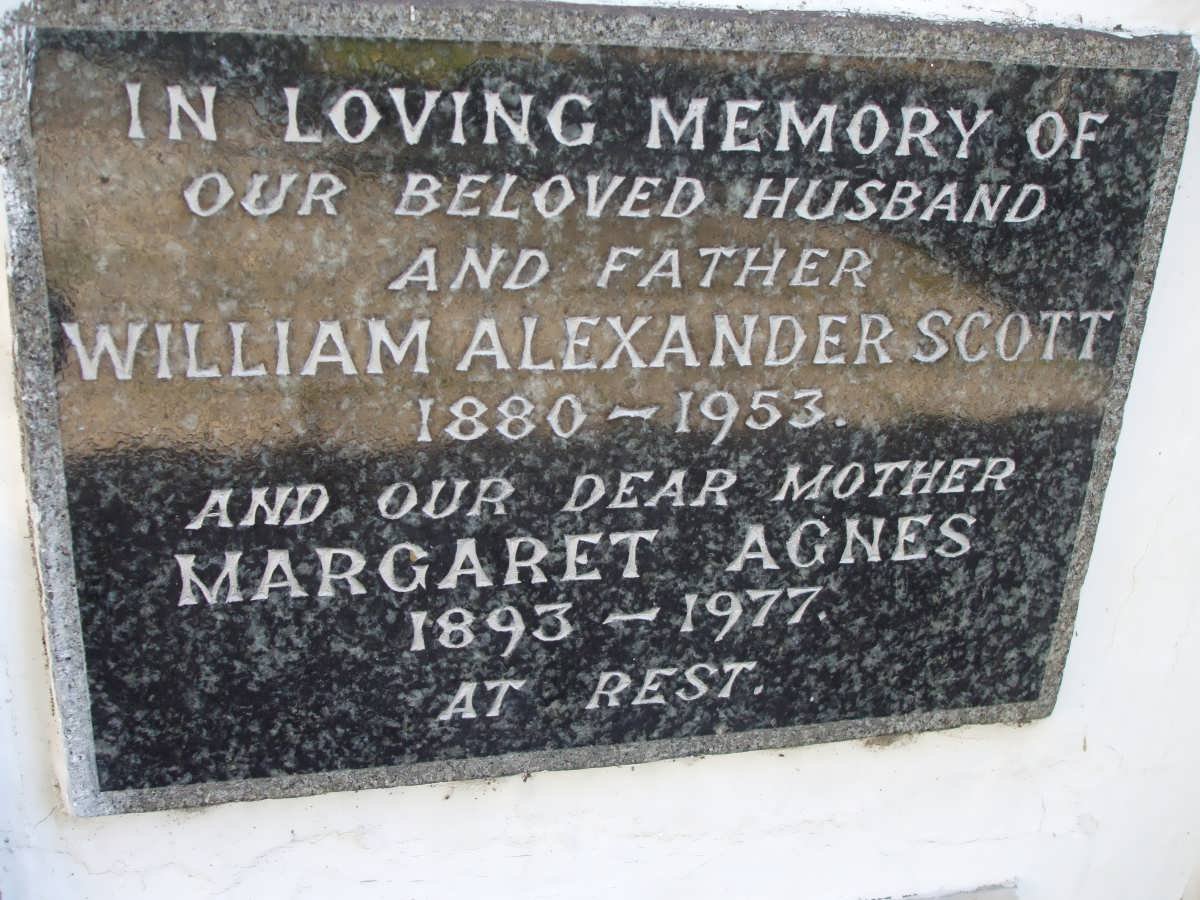 SCOTT William Alexander 1880-1953 &amp; Margaret Agnes 1893-1977
