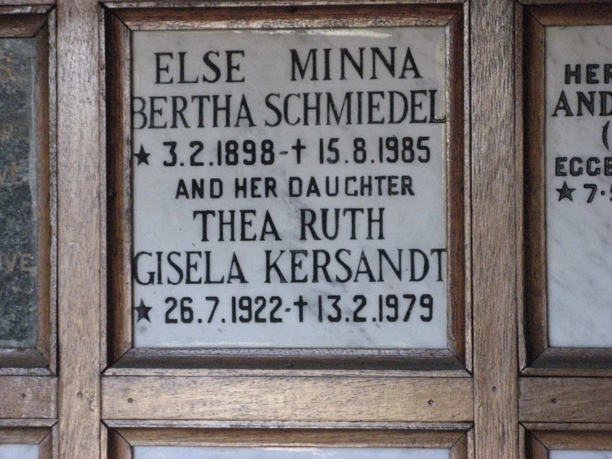 SCHMIEDEL Else Minna Bertha 1898-1985 :: KERSANDT Thea Ruth Gisela 1922-1979