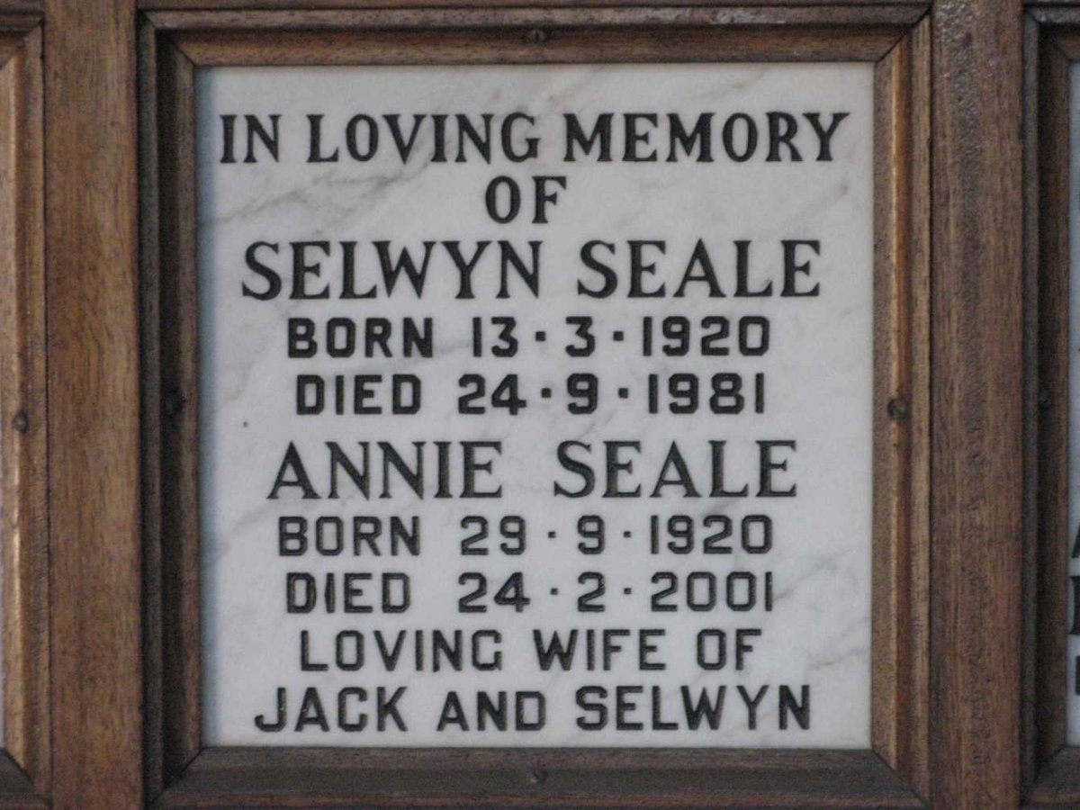 SEALE Selwyn 1920-1981 &amp; Annie 1920-2001