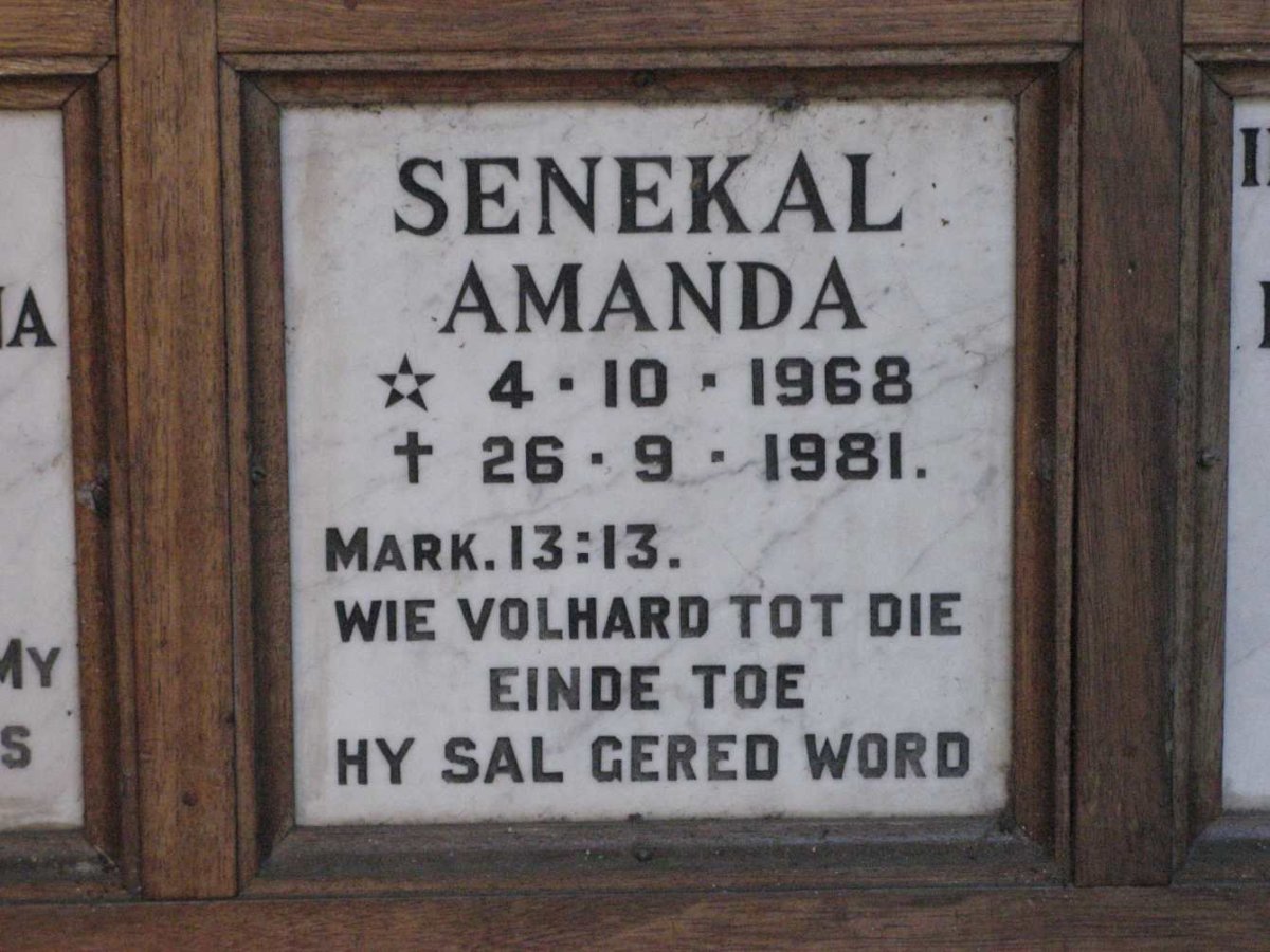 SENEKAL Amanda 1968-1981