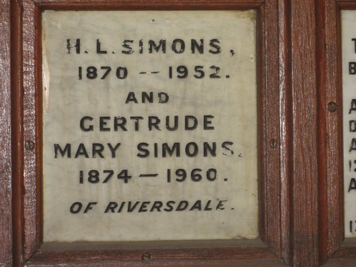 SIMONS H.L. 1870-1952 &amp; Gertrude Mary 1874-1960