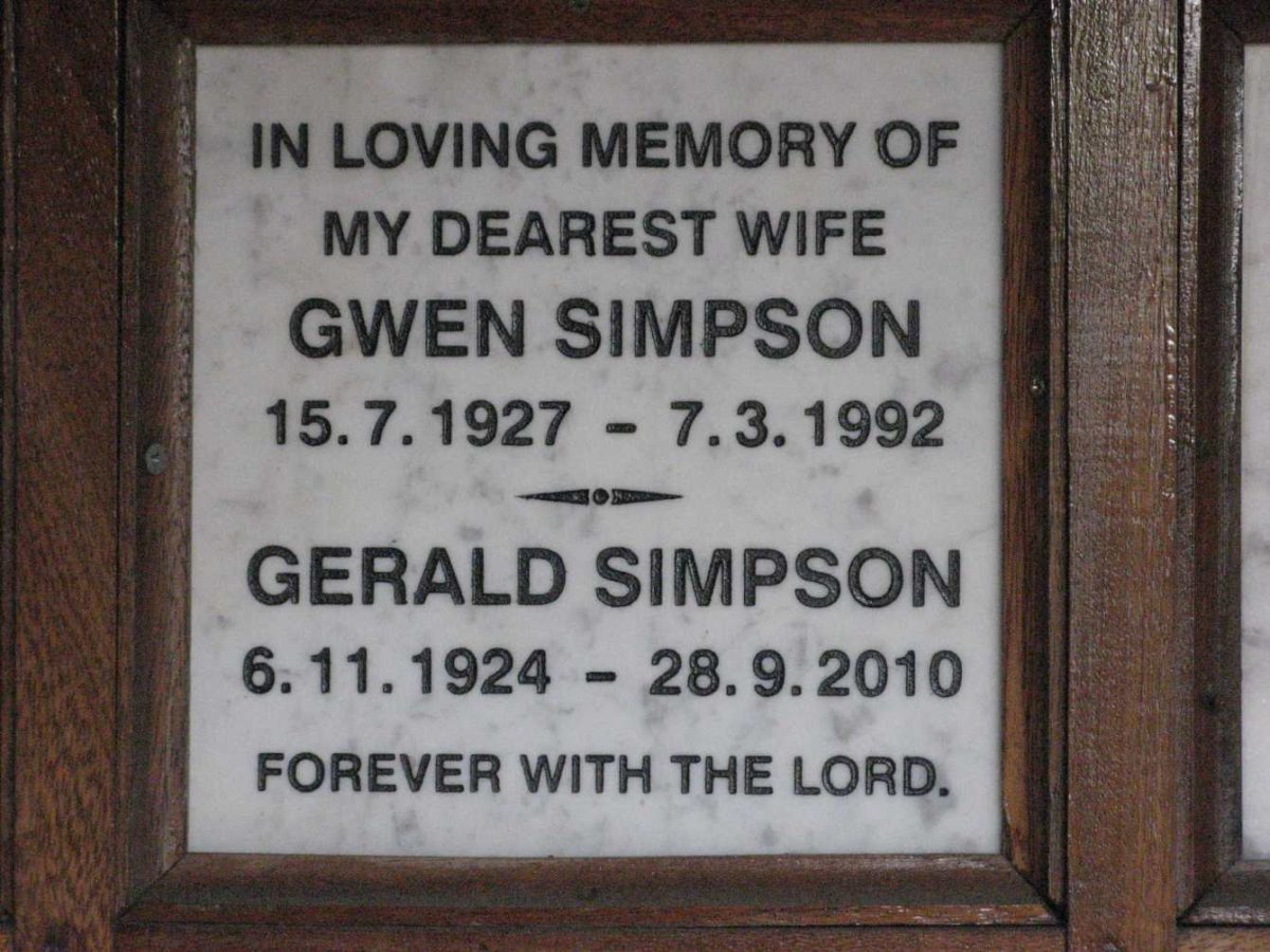 SIMPSON Gerald 1924-2010 &amp; Gwen 1927-1992