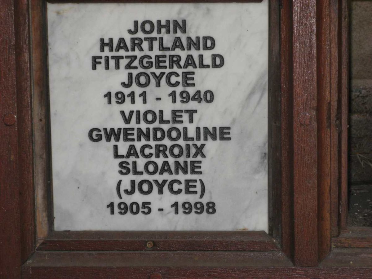 SLOAN Violet Gwendoline Lacroix nee JOYCE 1905-1998 :: JOYCE John Hartland Fitzgerald 1911-1940