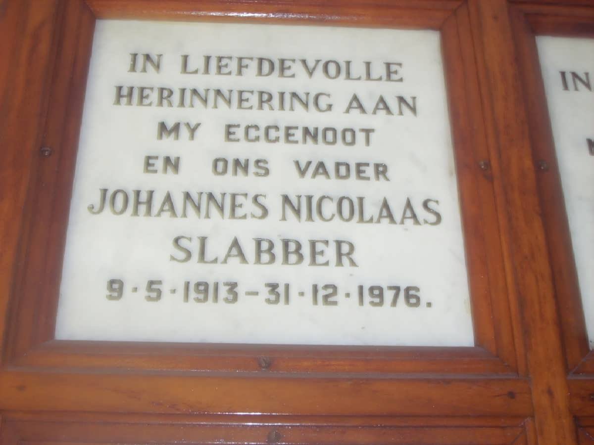 SLABBER Johannes Nicolaas 1913-1976