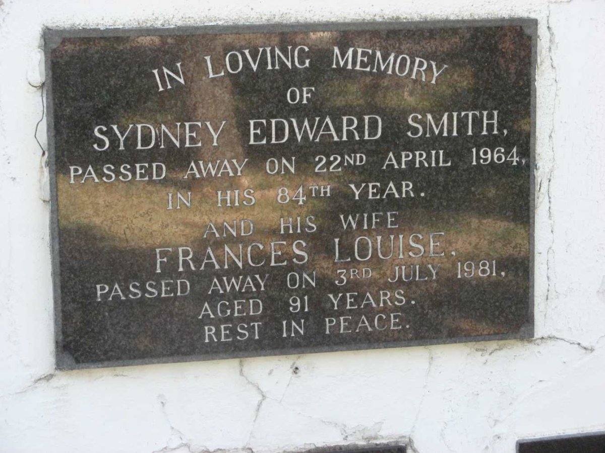 SMITH Sydney Edward -1964 &amp; Frances Louise -1981